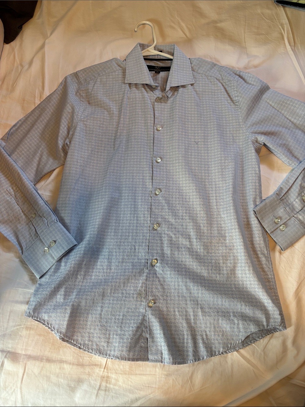 Men's Versace Light Blue Patterned Dress Shirt